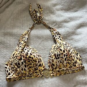 Victoria's Secret Bikini halter top leopard print triangle size small